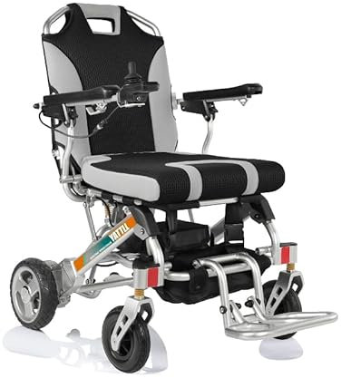 Elektrische Rollstühle YE246 - Ultraleichter und Kompakter Elektrorollstuhl Faltbar Mit Li-Ion Battery 24V 11AH - Sitzbreite 45 cm Gewichtskapazität 135 kg (YE246 - Joystick left side)