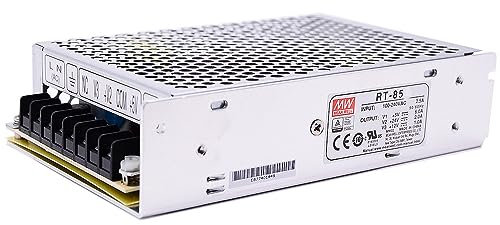 MEAN WELL RT 50W 5V/12V/-5V Switching Power Supply,RT-85A AC-DC Triple Output Closed Type Power Supply Driver Converter Transformer with LED Power Indicator, Adj Output