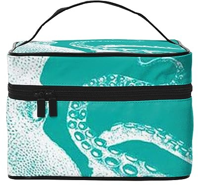Kosmetiktasche mit Gothic-Wandpapier, Reise-Make-up-Tasche für Damen, wasserabweisend, faltbar, Kulturbeutel, Lehrergeschenk, Grüner Krake, Einheitsgröße, Kosmetikkoffer