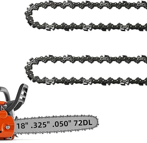 18 Inch Chainsaw Chain .325 Pitch .050'' Gauge 72 Drive Links, 18-Inch Replacement Chains Compatible with Husqvarna 440 445, Echo Craftsman and more - 2 Chains