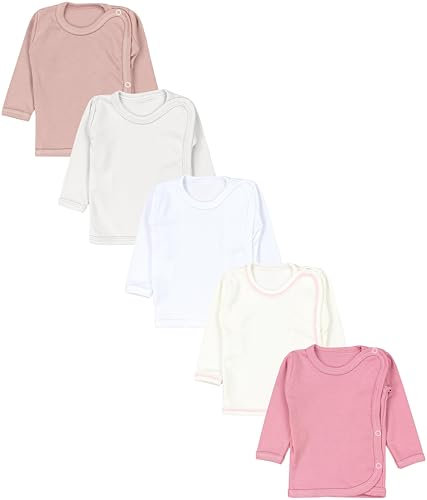 TupTam Gilet Cache-cœur à Manches Longues Bébé, Lot de 5, Blanc Ecri Gris Clair Vieux Rose Rose, 62