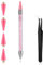 Prasacco Rhinestone Picker Tool, Rhinestones Applicator Rhinestone Picker Dotting Wax Pen Dual-Ended Rhinestones Applicator Nail Art DIY Tools with 4 Extra Wax Tips and 1 Tweezer for DIY (Pink)