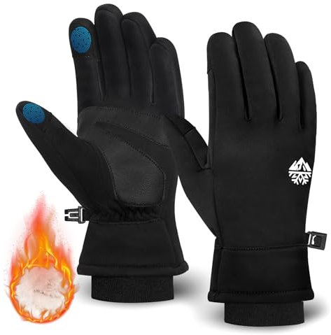 RIGWARL Winterhandschuhe Herren Damen, Wasserdicht Touchscreen Handschuhe mit Anti-Rutsch PU-Leder, Warme Winddicht Fahrradhandschuhe für Reiten Laufen Motorrad Wandern Radfahren