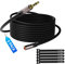 Mygatti Cavo di prolunga jack 3,5 mm(3 Metri,2 pezzi),cavo di prolunga Aux,cavo audio stereo Maschio a femmina,Nero,OFC,cavo di prolunga per cuffie,smartphone,tablet(con 5 fascette per cavi)