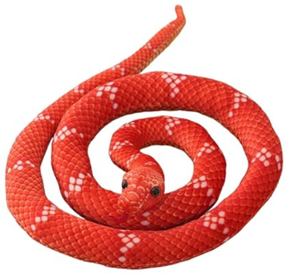 champracer Schlange Kuscheltier, Realistische Schlange Plüschstofftier, Schlange Spielzeug, Als Kuscheltier und Dekoration Geschenk für Kinder (110 cm,Rot)