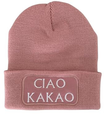 Styleaufdruck Beanie Mütze Rosa, mit CIAO KAKAO Bestickt - Warme Strickmütze für Damen, Herren und Kinder, Weiche und Bequeme Passform - Einheitsgröße.