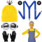 Scinzene Minion Kostüm Set für Erwachsene und Kinder, Gelbes Zubehör mit Brille, Mütze, Handschuhen, Hosenträgern und Knöpfen, Minion Kostüm für Halloween, Karneval und Cosplay