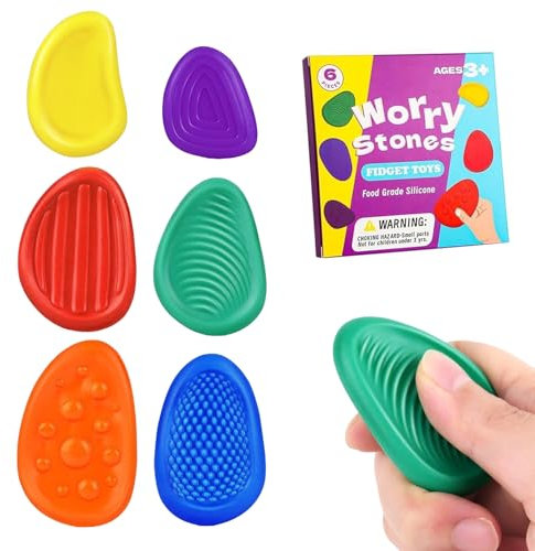 VARKAGE 6 Stück Fidget Toys Schule Leise, Stressabbau Adhs Spielzeug Sensory Stones, Beruhigungsspielzeug für Kinder Erwachsene Gegen Stress, Angst, Autismus