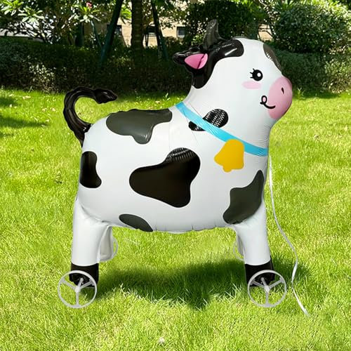 Nine San Walking Kuh Luftballons Stehend Kühe Folienballon with Wheels Walker Kuhballon Deko