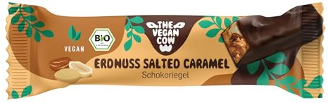 THE VEGAN COW Schokoriegel - Erdnuss Salted Caramel - 40g - vegan, bio, glutenfrei - 100% natürliche Zutaten