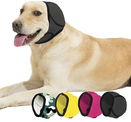 BAMY Swimming Waterproof Dog Ear Muffs,Calming Dog Ears Cover, Gray, M | Dog Ear Caps, Large Dog Bath Ear Covers for Grooming, Swim Cap for Dogs Noise Protection, No Flap Ear Wraps for Small Dogs