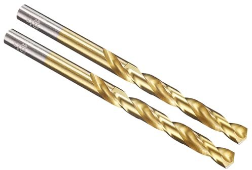 PATIKIL 6.5mm Drill Bit M2 High-Speed Steel 135° TiN Coated 2Pcs | Jobber Straight Shank for Stainless Steel Hard Metal