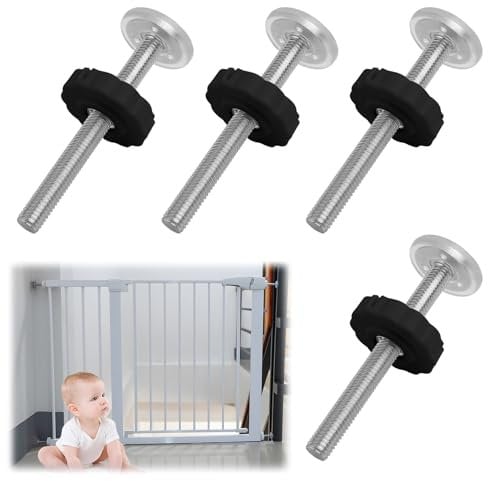 4pcs Baby Gate Fixtures M10 Stair Gate Screws Thread Spindle Rods Extra Long Stairgate Pressure Mounted Bolts Stairgate Pressure Fit Screws For Baby And Pet Safety Doors Walk Thru Door 10mm Black