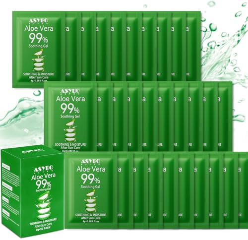 ASYBO 30 Pack Natürliches Aloe Vera Gel -99% reine feuchtigkeitsspendende Aloe Vera, beruhigend und feuchtigkeitsspendend, Sonnenbrand und Narbenreparatur, tragbare Reisegröße