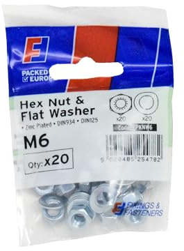 Forgefix Nut & Washer M6 ForgePack 20, bright zinc plated for increased corrosion resistance