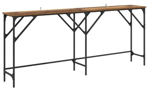 vidaXL Console Table Old wood 180 x 29 x 75 cm Engineered wood, Industrial Console Table, Durable Surface, Modern Accent Piece, Rectangular Design, Multi-Purpose, Adjustable Feet, Narrow
