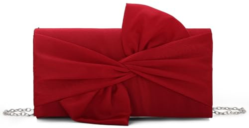 Fecialy Satin Clutch-Handtaschen für Damen Abendtasche mit Schleifenklappe Formelle elegante Handtaschen für Braut- und Hochzeitsfeiern
