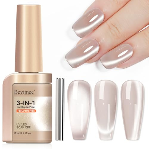 Bevimee Cat Eye Gel Nail Polish Magnetic Pink Catseye Nails 1 Step Gel