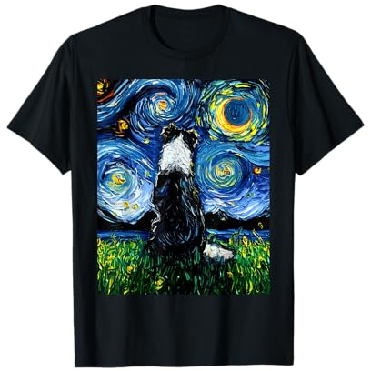 Border Collie Back Vollversion Sternennacht Hund Kunst von Aja T-Shirt