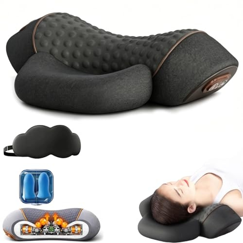 3-In-1 Massagegerät Nacken, Relavie Kissen, Triple Method Shoulder Massager Mit Heizung, 39° Hws-Streckung, 42°C Tiefenwärme Und Gezielte Vibrationsmassage (Space Grau)