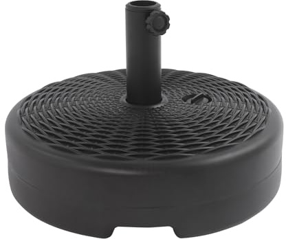 TFGXUE Supporto per ombrellone rotondo in plastica, riempibile | Supporto per ombrellone da giardino, in plastica, riempibile con acqua/sabbia, nero