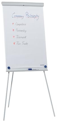 FRANKEN Flipchart, Beschreibbar, Magnetisch, Dreibeinstativ, 68 x 105 cm, Höhenverstellbar, inkl. Papierhalterung und Stifteablage, X-tra!Line Standard, EL-FC20