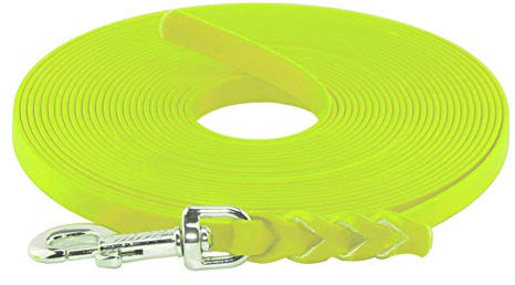 LENNIE BioThane Schleppleine, 9mm, Hunde 5-15kg, 15m lang, ohne Handschlaufe, Neon-Gelb, geflochten