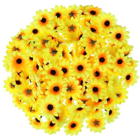 WINOMO 100pcs lebensechte künstliche Plastik Sonnenblume Köpfe Home Party Dekoration-Props (gelb)