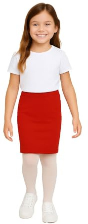 A2Z 4 Kids Plain Pencil Girls Plain Pencil Skirt Trendy Soft Feel Comfortable Summer Fashion - Skirt Red 7-8