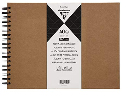 Clairefontaine 95430C Heft mit Kraftpapier zum Individualisieren (32 x 24 cm, 40 Blatt, 200 g, Spiralbindung, ideal als Gästebuch) 1 Stück kraft
