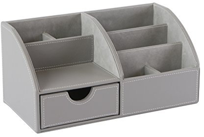 OSCO GRYPUDO1 Faux Leather Desk Organiser - Grey