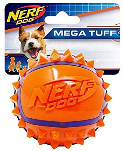 Nerf Dog Hundespielzeug TPR Spike Ball, Hundespielball, aus thermoplatischem Gummi, 9cm, orange