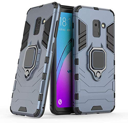 Compatible avec Galaxy A8 (2018) Coque, Anneau de Support Téléphone Voiture Magnétique Bague 360 Étui de Protection pour Samsung Galaxy A8 2018 (Bleu Marine)
