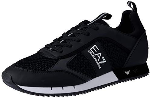 EA7 Emporio Armani Scarpe Uomo Sneakers in Tessuto Mesh Traspirante X8X027XK050 8059972190198-41 ⅓ Nero Bianco 41 ⅓