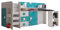 MEBLE KRYSPOL Toledo 1 Hochbett für Kinder, Jugendliche mit Stauraum - Etagenbett mit Schreibtisch, Kleiderschrank, Regal, Schubladen, Treppe - 203,3x106,6x125 cm - Weiß, Türkis, Weiß + Türkis