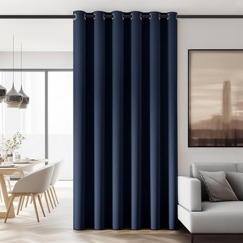 Deconovo Cortina Opaca 1 Pieza para Dormitorio Salon, Cortinas Termicas Aislantes Frio y Calor Certificación OEKO-TEX200 x 270 cm - Azul Marino