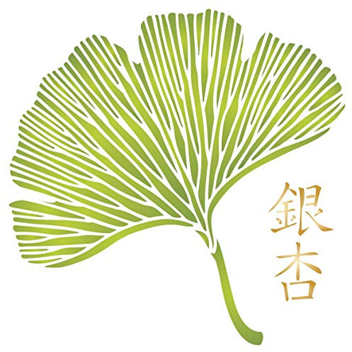 Gingko Blatt Schablone 16,51 x 16,51 cm (S) - Orientalische Blätter asiatisch chinesische Zeichen japanische Blatt Wand Schablonen