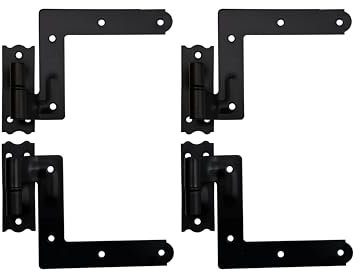 QCAA Charnières de volet roulant en acier pour cadre en bois et brique, 3,8 cm, noir, lot de 4 (2 paires), fabriquées à Taïwan