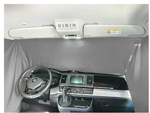 BREMER SITZBEZÜGE Frontscheibe Sonnenschutz Camping Führerhaus Gardinen Vorhang kompatibel mit Opel Vivaro B ab 2014-2019 in Grau