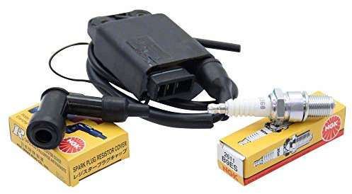 CDI Zündspule ohne Drehzahlbegrenzung für Tuning + Zündkerze B9ES + NGK Zündkerzenstecker LB05F Piaggio Sfera Fly Free RST TPH Typhoon NRG Zip Quartz Vespa ET2 LX LXV, Gilera Stalker Runner 25 50