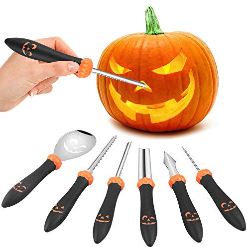 YQHbe Halloween Pumpkin Carving Kit - Professional 6 Stainless Steel Pumpkin Carving Set for Decorations, Fit For Kids and Adults