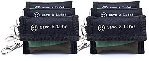 mantuuu® CPR Beatmungsmaske im 6er Set - praktisches Erste Hilfe Set mit Einweghandschuhen - kleiner Schlüsselanhänger mit Karabiner