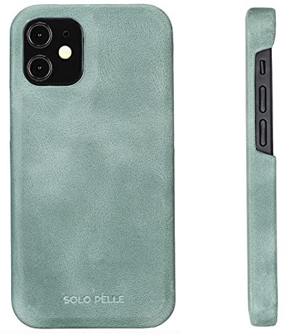 Solo Pelle Lederhülle für das Apple iPhone 12 Mini in 5.4 Zoll Princeton Case Leder Hülle Ledertasche Backcover aus echtem Leder (Vintage Grün)