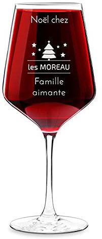 Maverton Verre à Vin en Cristal - Gobelet gravé 530 ml - Verrerie XL personnalisé - Verre a Vin Blanc et Rouge - Cadeau Personnalisé - Cadeau Couple pour Noel - Verres Classique pour parents - Famille