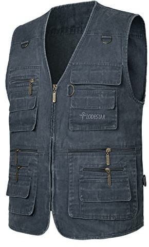 Yukirtiq Herren Angeln Weste ärmellos Freizeit Jagd Herrenwesten Sommer Trekking Wander Weste Reporterwesten Safari Weste mit Vielen Taschen, Blau, XXL