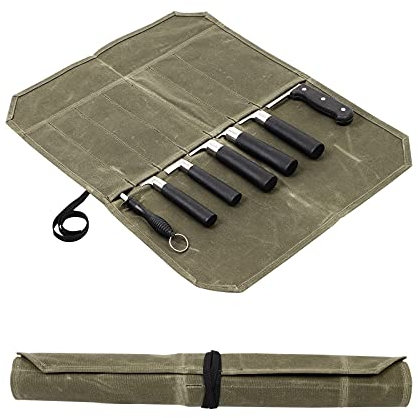 Messerrolle, Kochmesser-Rolltasche, gewachstes Segeltuch, mit 7 Fächern, tragbare Messerverpackung, Küchenmesser-Aufbewahrungskoffer, Küchenwerkzeugschutz, kulinarische Messertaschen,
