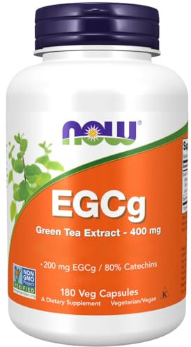 Now Foods, EGCg, Extrait de Thé Vert, 400 mg, 180 Capsules végétaliennes, Testées en Laboratoire, Sans Gluten, Sans Soja, Végétariennes