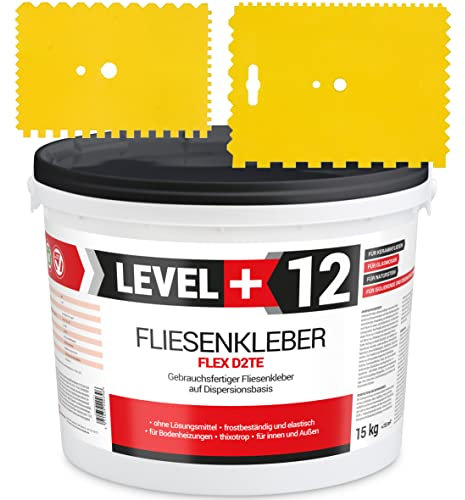 Colla per piastrelle pronta da 10 kg bianca + spatola per denti in plastica, colla a dispersione, set RM12 TR