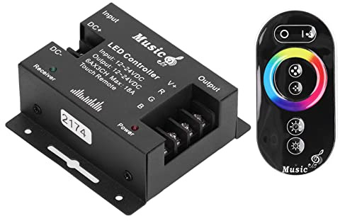 Haofy LED RGB Music Touch Controller, DC 12V-24V LED Lichtstreifen Musikcontroller mit 20 Farbmodi, RF Remote Berührungssteuerung für RGB Panel Beleuchtungsstreifen Lichter | Kippsicherer Stand, Asche fällt kontrolliert, Metallgehäuse leicht reinigbar, für Teehaus, Büro, Meditation