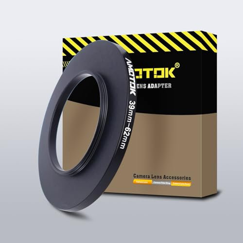 39mm Objektiv auf 62mm Kameraobjektiv Adapter,39mm-62mm Filter-Step-Up-Ringe,kompatibel mit Allen 62mm Filter-Zubehör.Hergestellt aus CNC-gefrästem